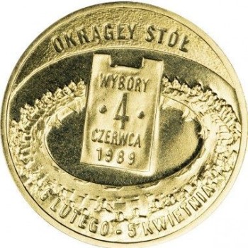 Rewers monety 2-złotowej z serii "Polska droga do wolności" z 2009 roku w temacie wybory 4 czerwca 1989 roku